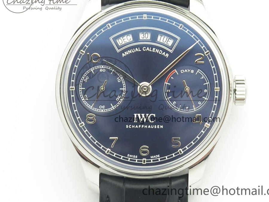 MIROTIME 0316 Portuguese Real PR Real Annual Calendar IW503502 ZF 1:1 Best Edition Blue Dial on Black Leather Strap A Breathable 7152